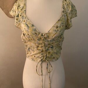 American Eagle Corset Crop Top Flowy Sleeves